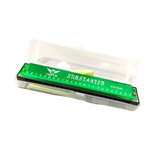 GREEN HARMONICA MOUTH ORGAN FOR BEGGINER